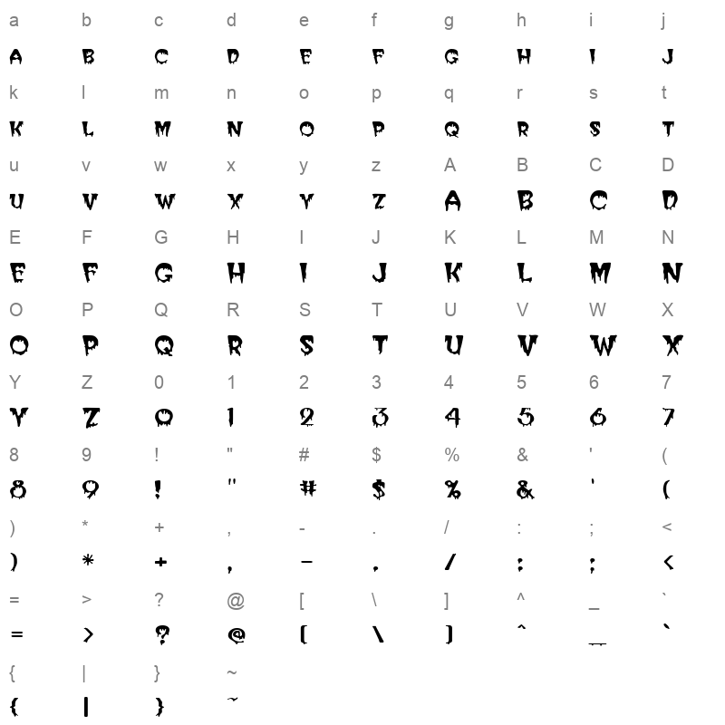 hallown Character Map