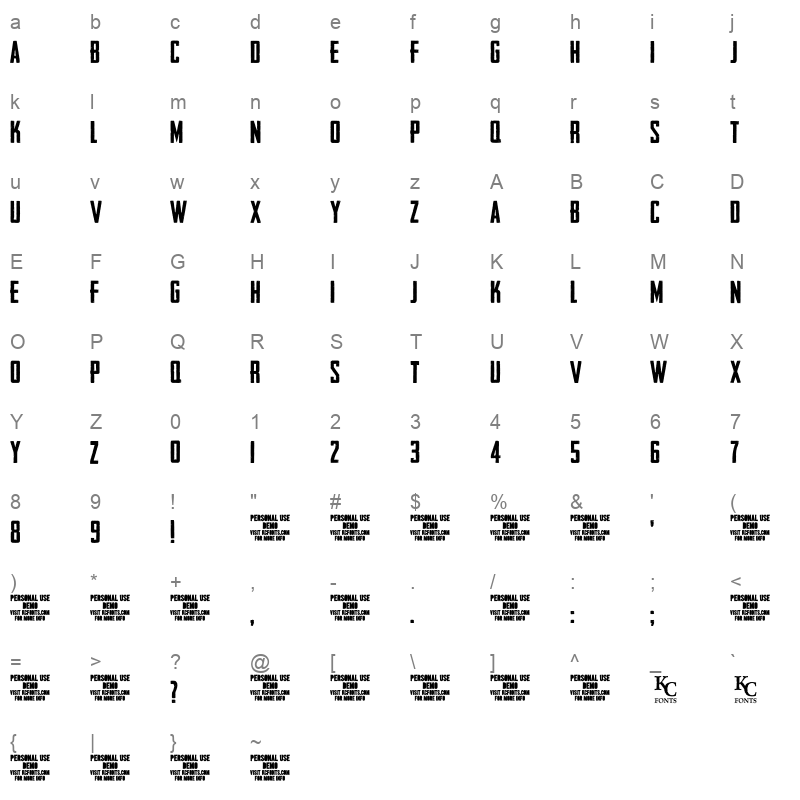 Headliner No. 45 Regular Character Map