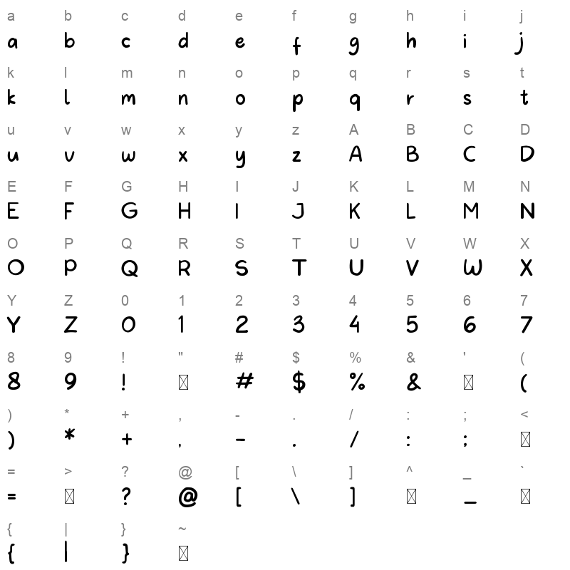 Hello Monday Character Map