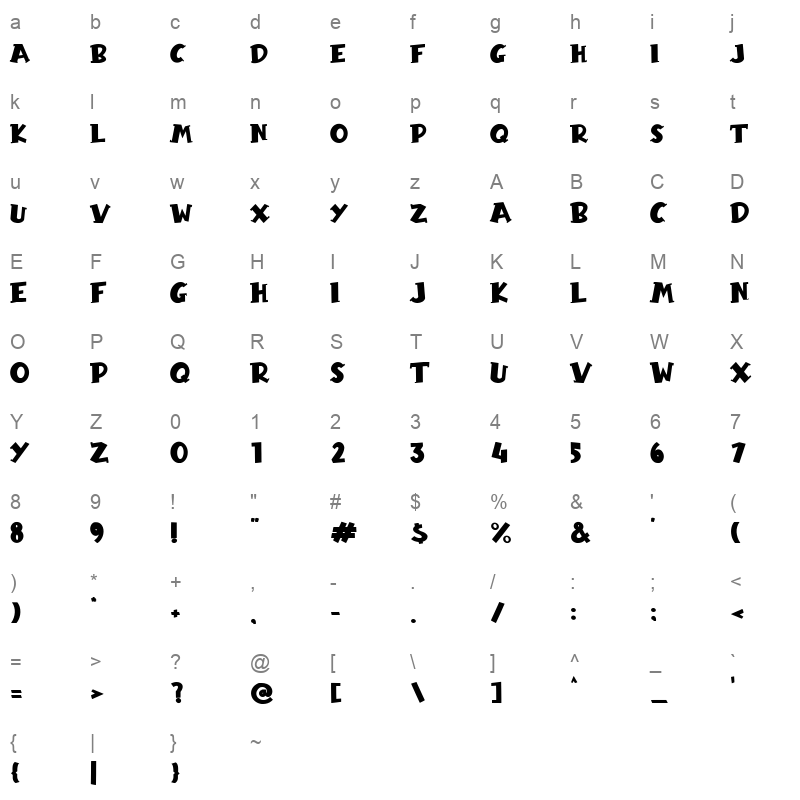 Hello Pumpkin Character Map