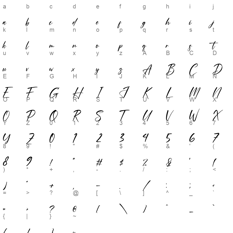 Hirarki Signature otf Character Map