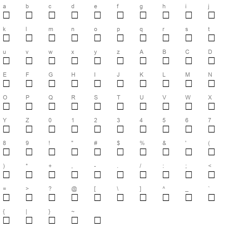 HKASHKOL Character Map