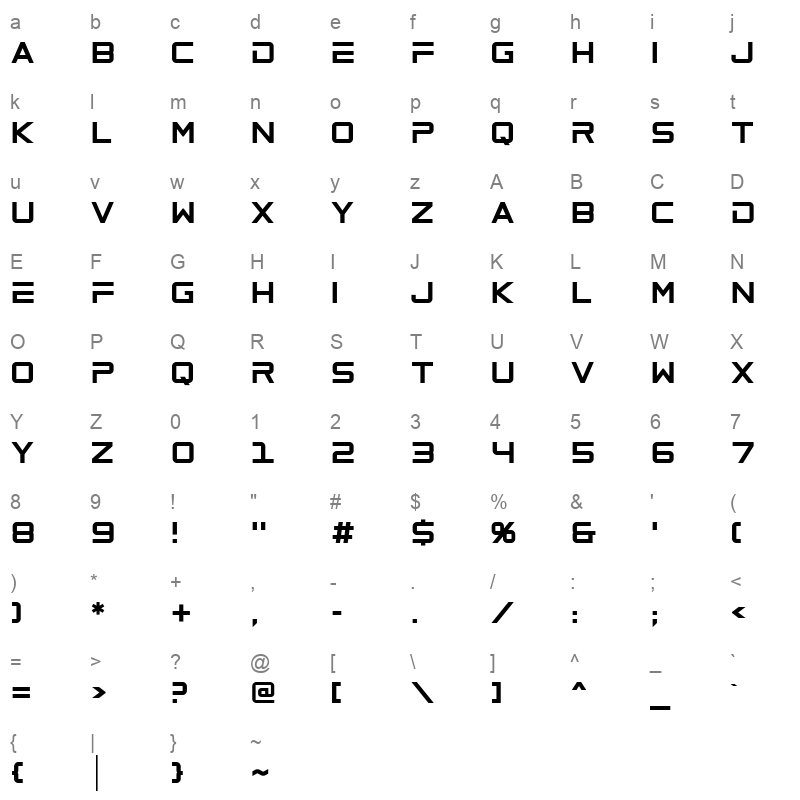 Horyzen Headline Character Map