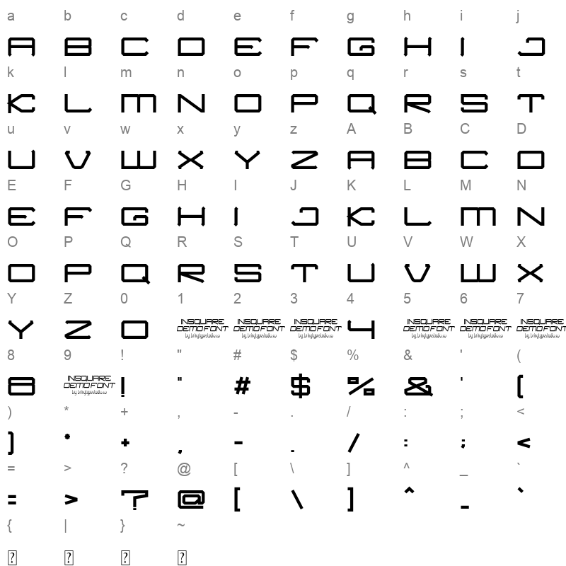 INSQUARE Character Map