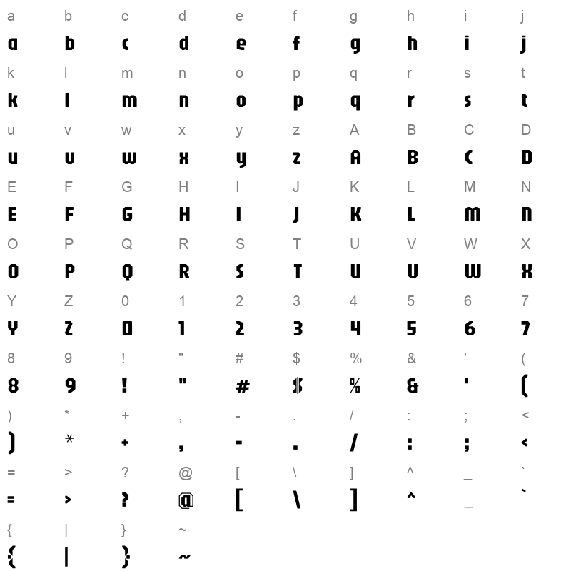 Jaro 9pt Regular Character Map