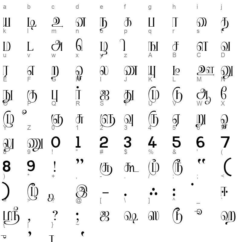 Jeya Small Plain Character Map