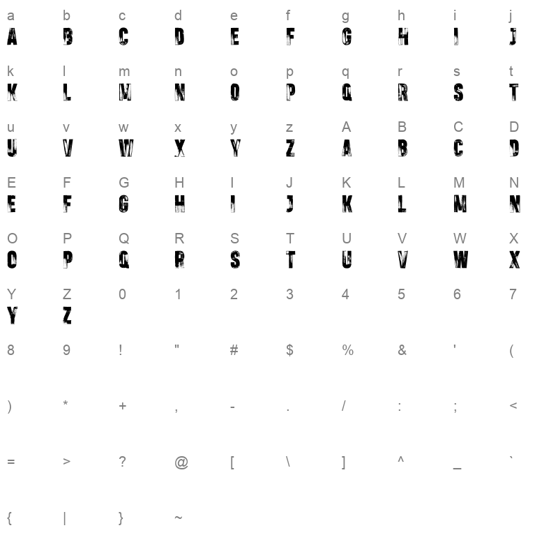 JUNO DEMO Character Map