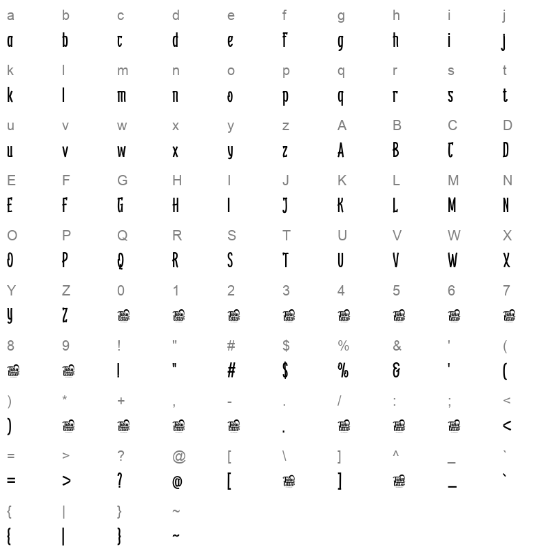 KEBROON Character Map