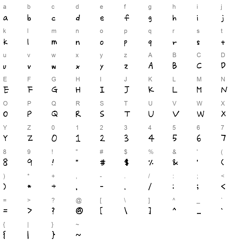 Korean Fonts 1 Regular Character Map