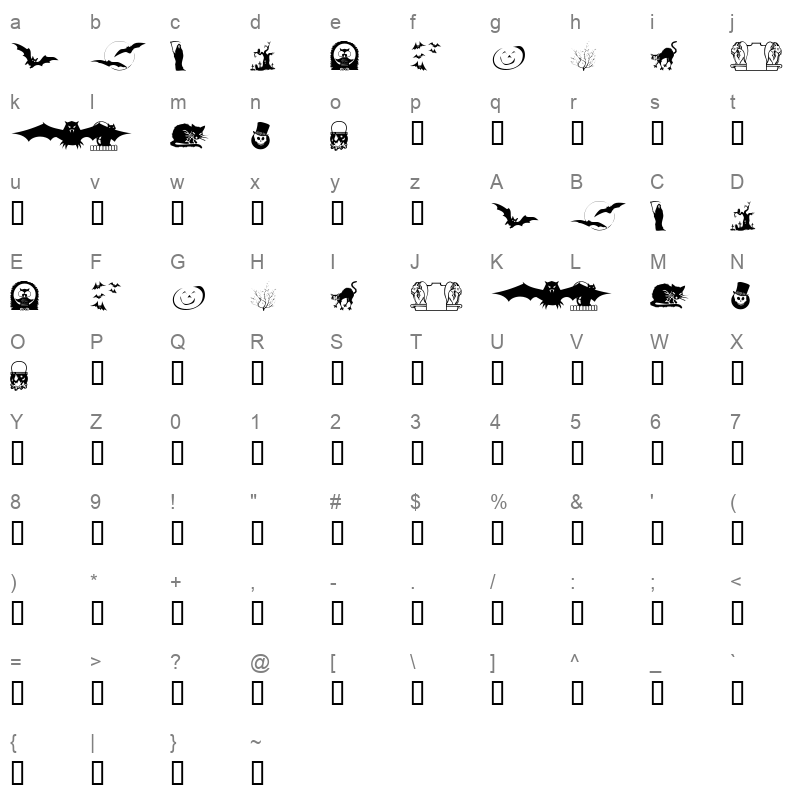 KR Boo Lane Regular Character Map