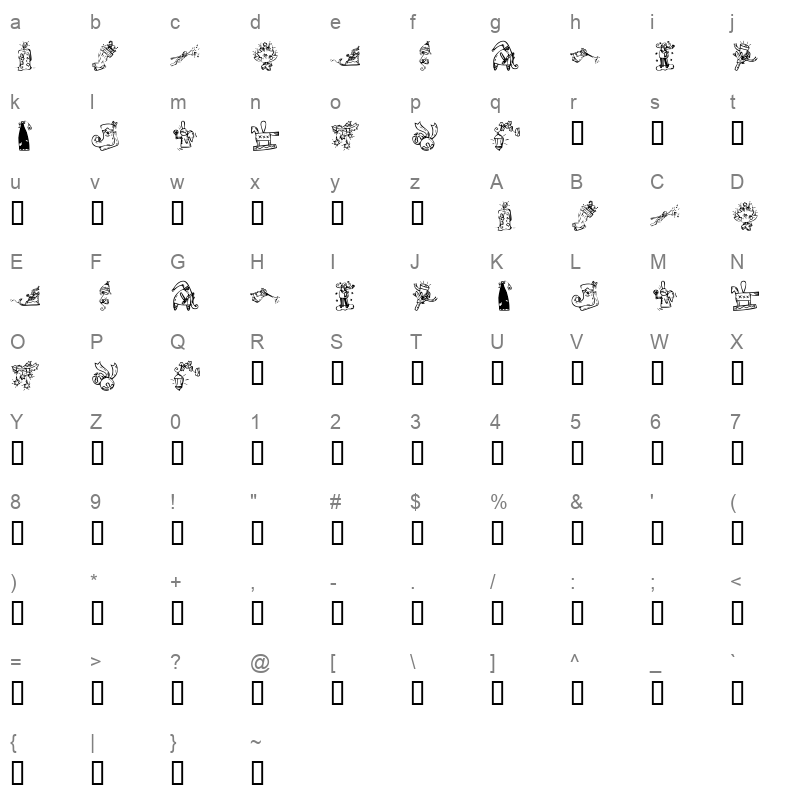 KR Christmas 2002 Dings 2 Regular Character Map