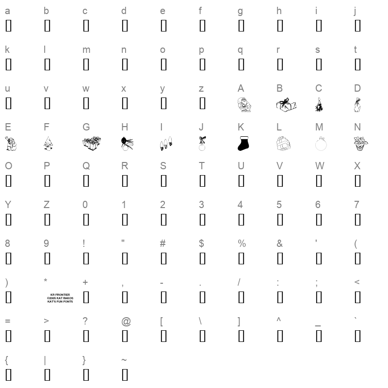 KR Christmas Jewels 2005 2 Regular Character Map