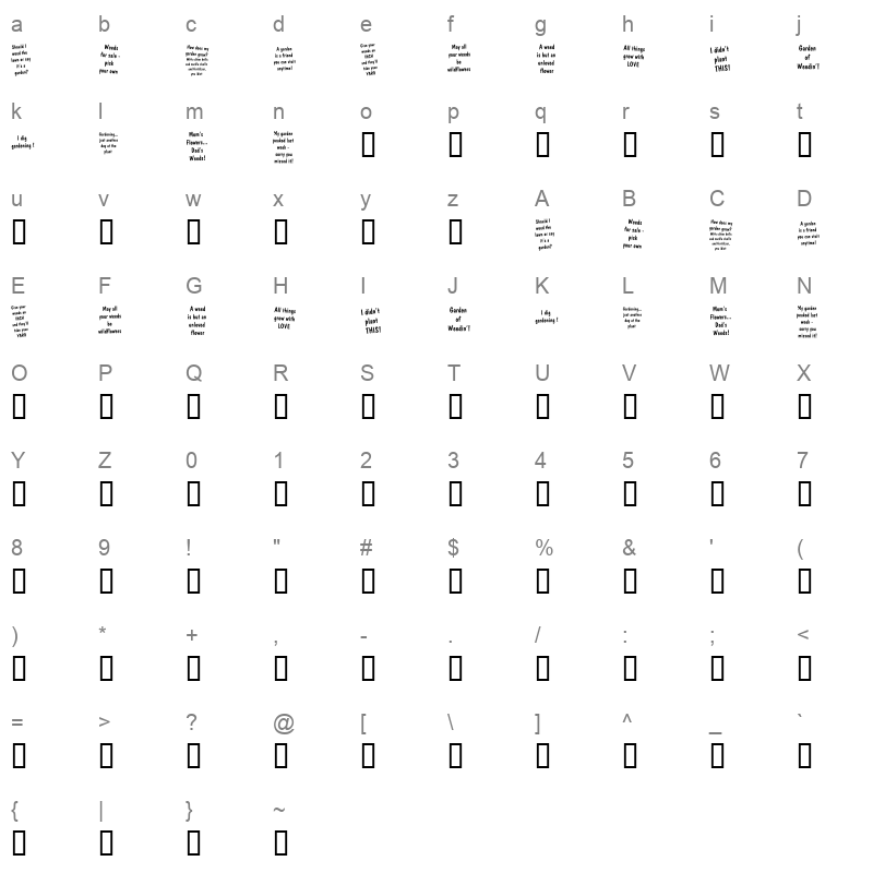 KR Gardenz Regular Character Map