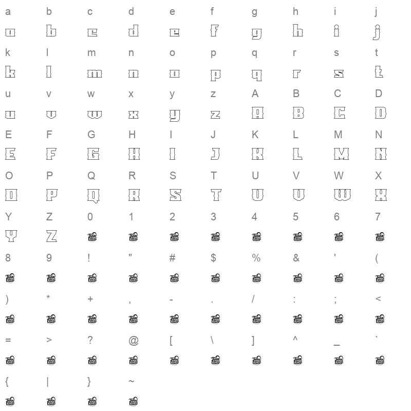 LAROF LAROF Outline Character Map