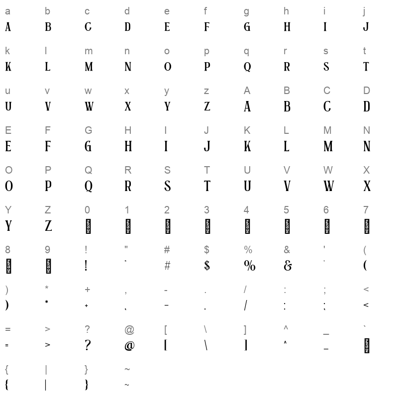 LaSignora Regular OTF Character Map