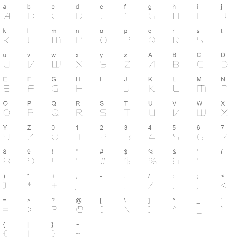 LT Aspirer Neue Hairline Character Map