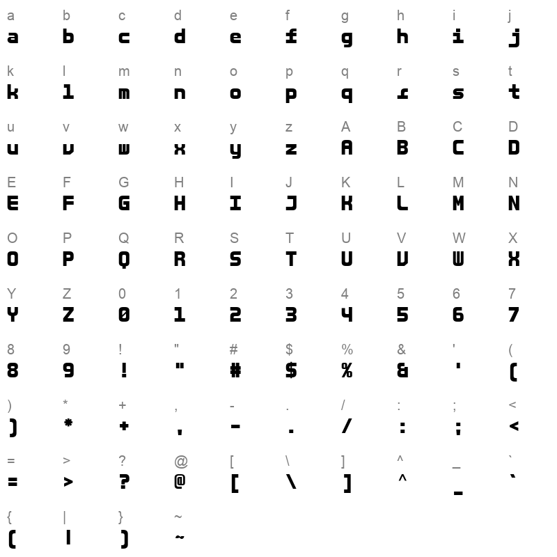 LT Binary Neue Black Character Map