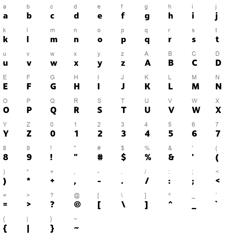 LTHoop ExtraBold Character Map