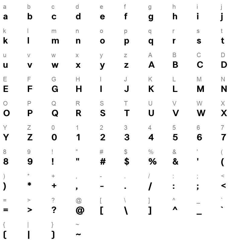 LTSuperior Bold Character Map