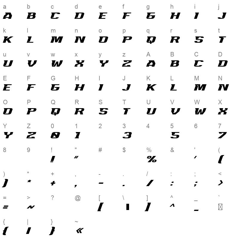 Lunacrypt Character Map