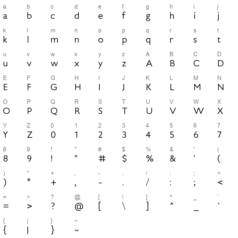 Madhuban VF Character Map