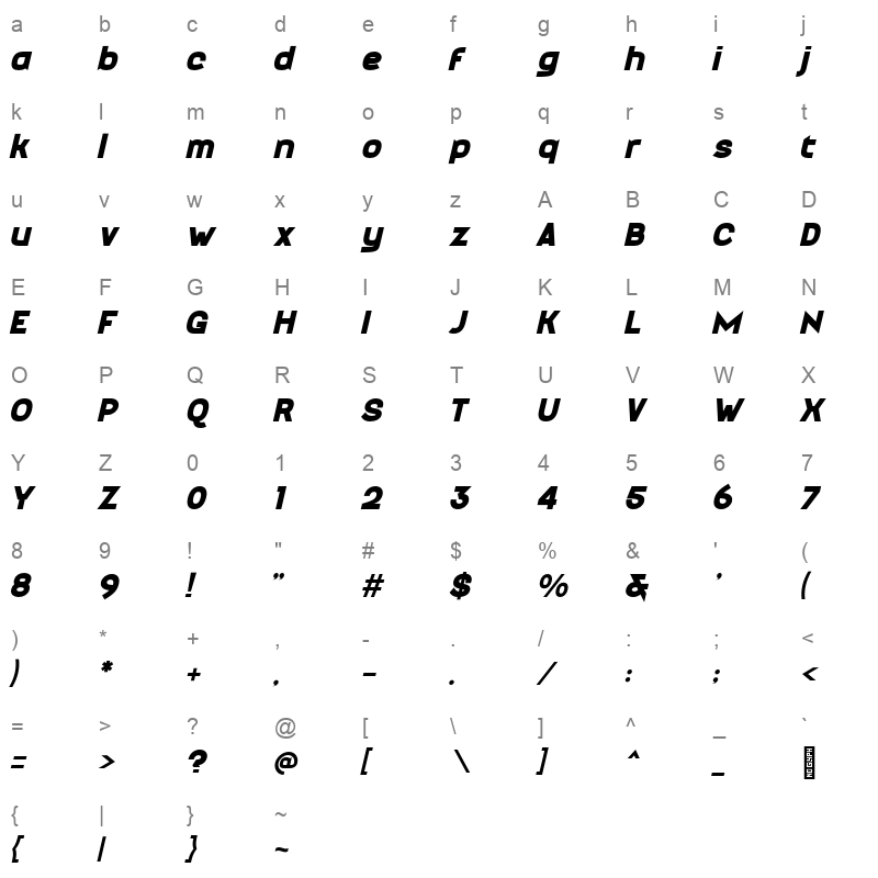 Maduratna BoldItalic Character Map