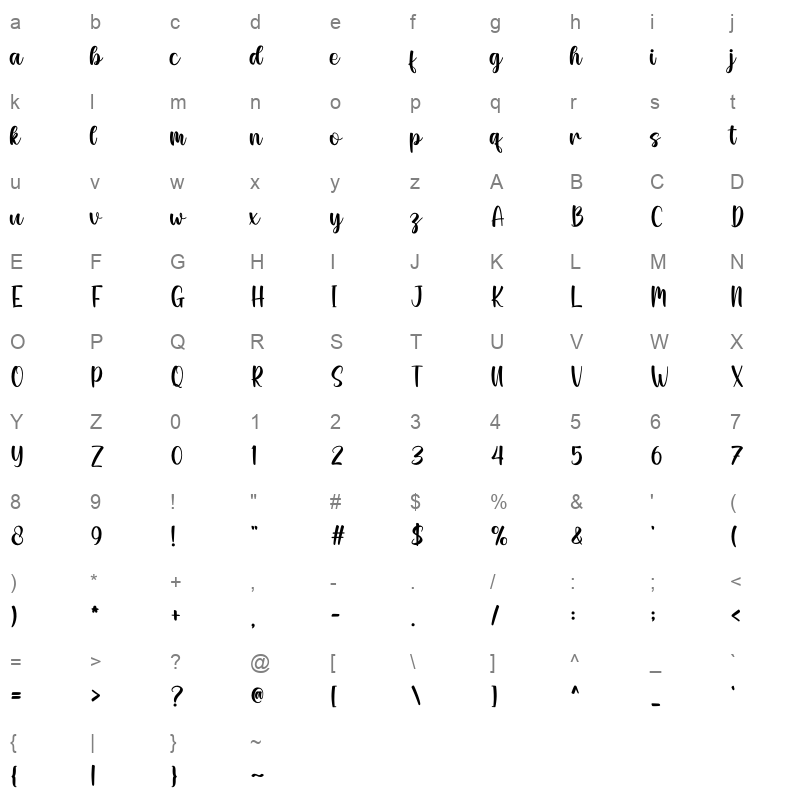 Mauren OTF Character Map