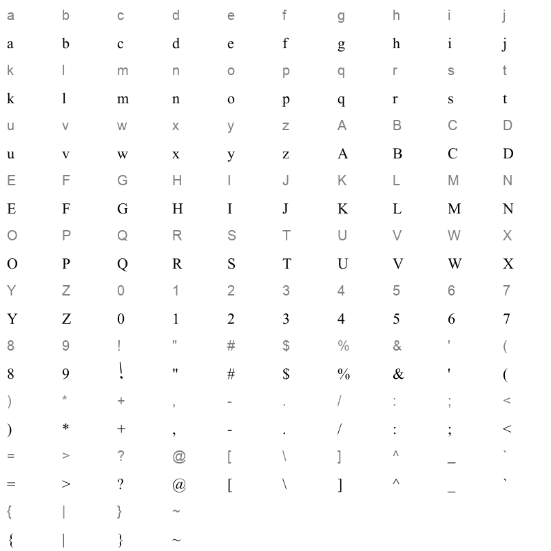 MB Lateefi Character Map