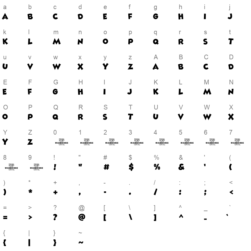 MickeyMouse Character Map
