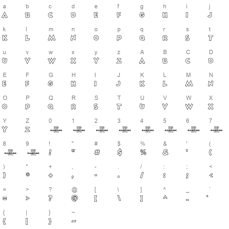 MickeyMouseLine Character Map