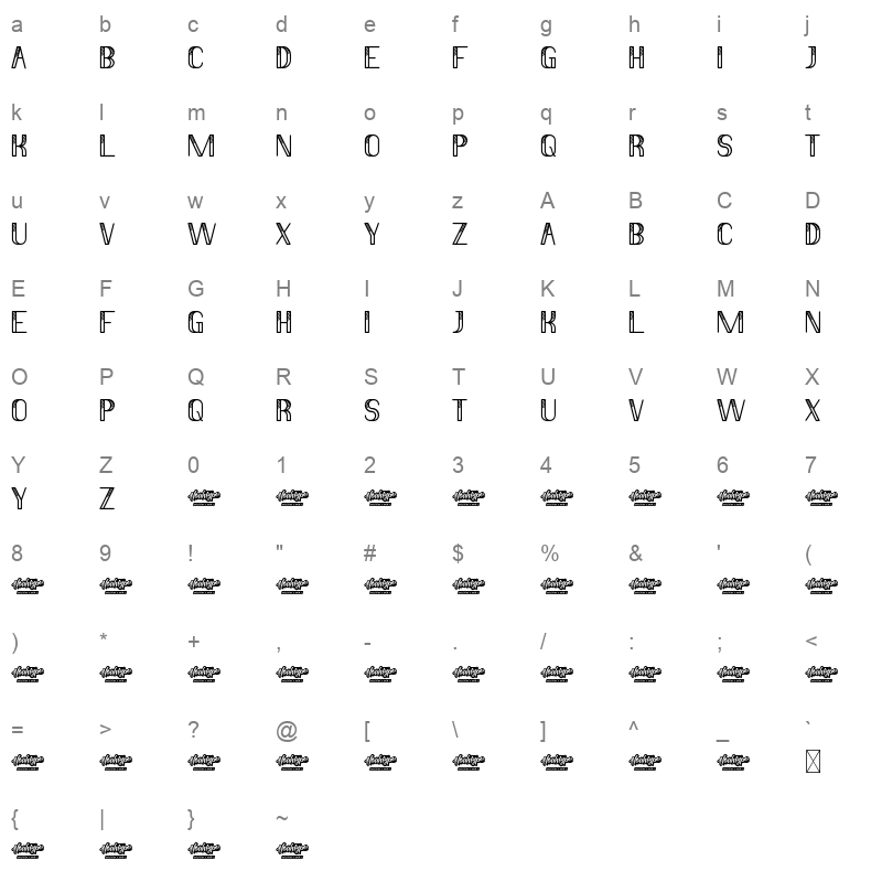 MiniStripedDemoRegular Character Map