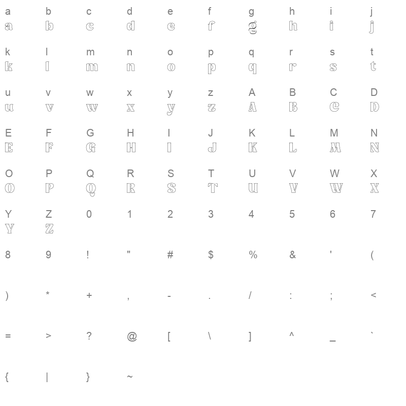 Minya Outline Character Map