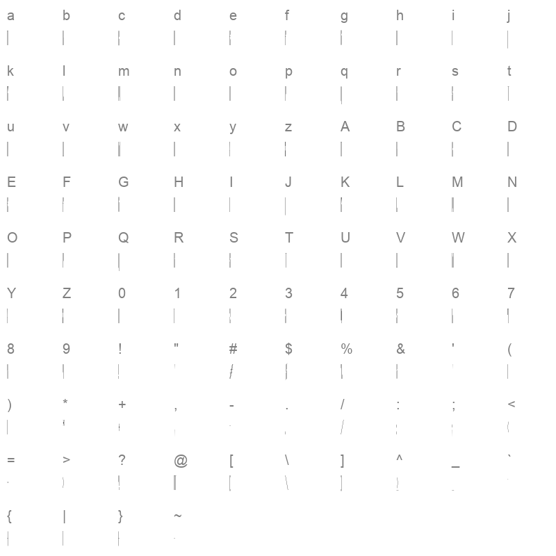Mixal GX Character Map