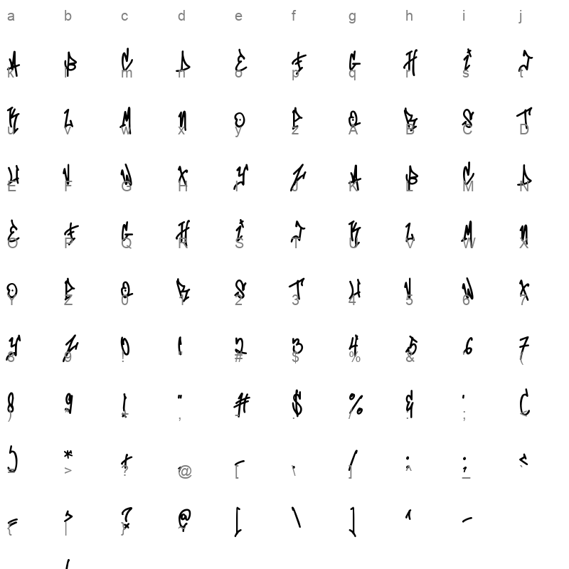 Mono Seahorse Character Map