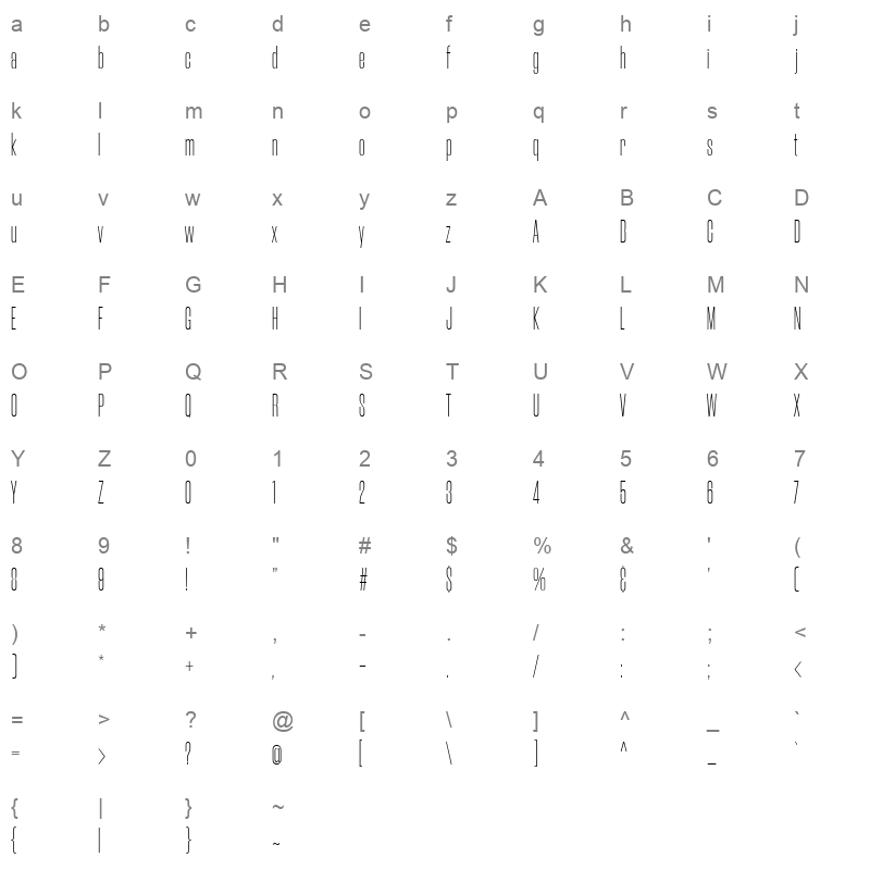 Morganite Extra Light Character Map