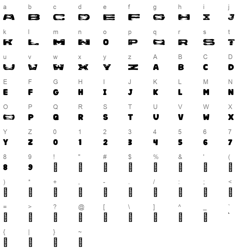 MOZA otf Character Map