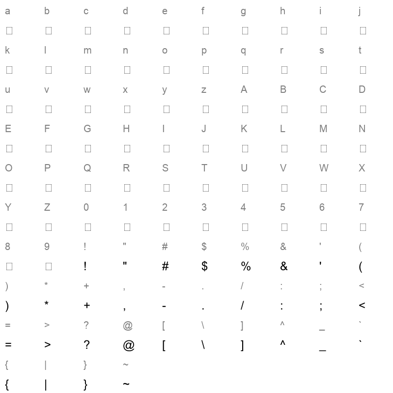 Nastaleeq Like Regular Character Map