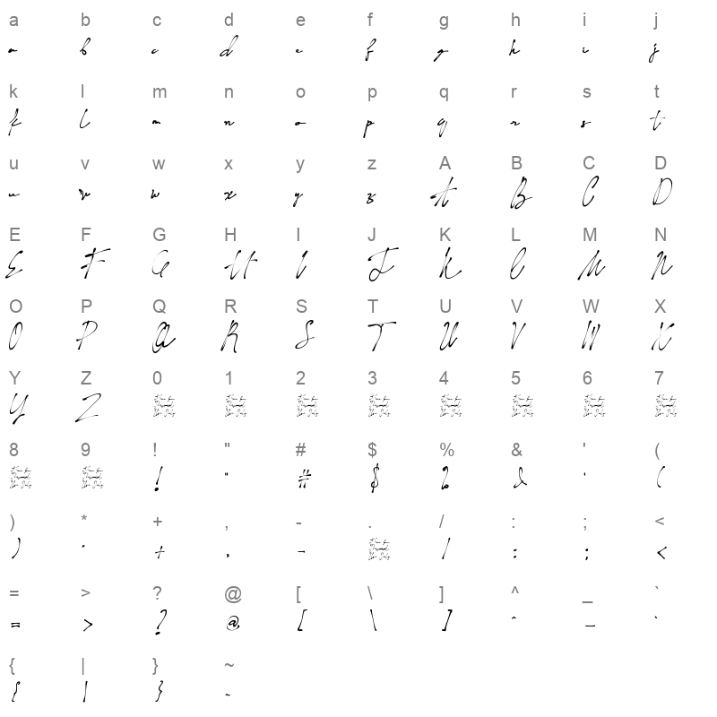 Naturaliste Character Map
