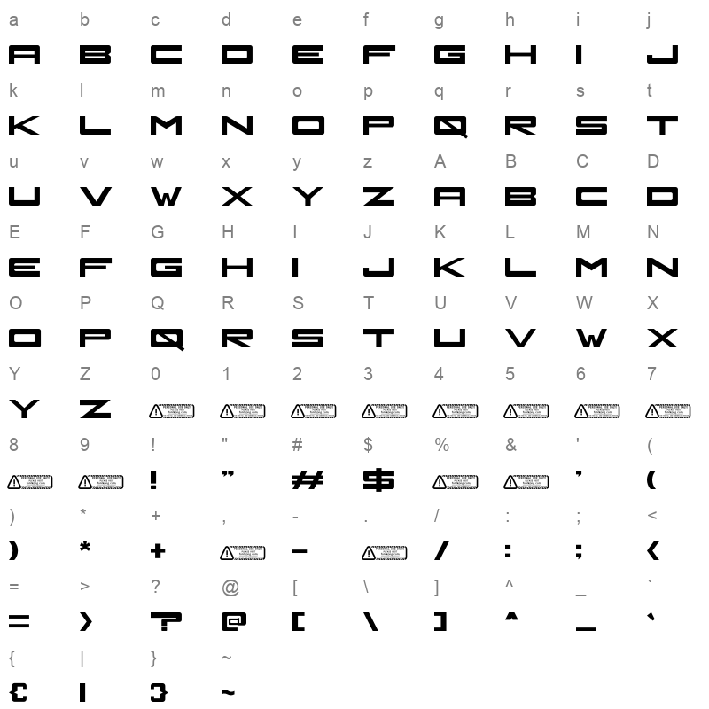 Neons Character Map