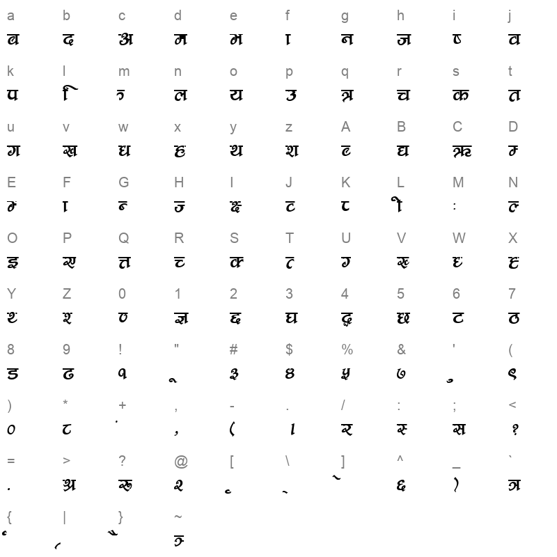 New Times Character Map