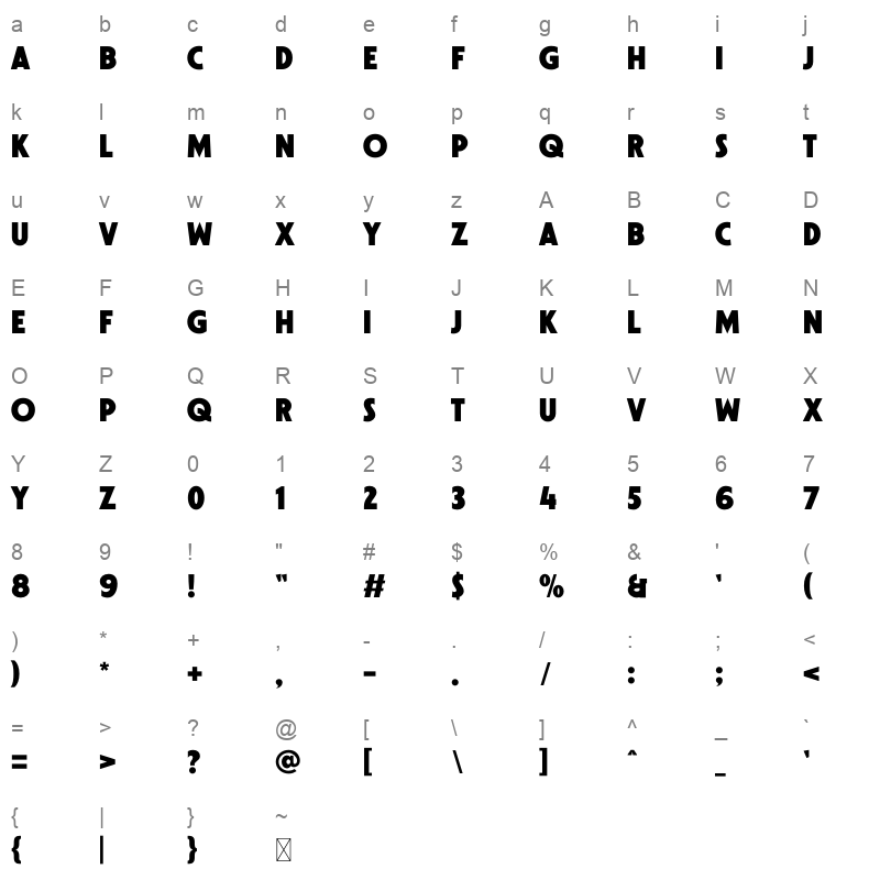 Newstar Character Map