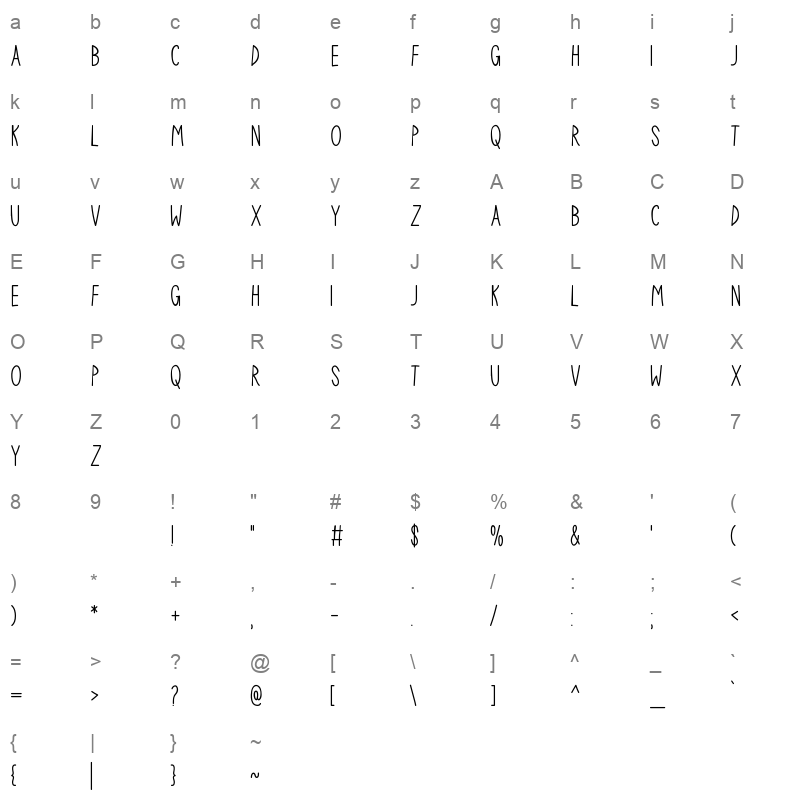 Nimble Bear OTF Character Map