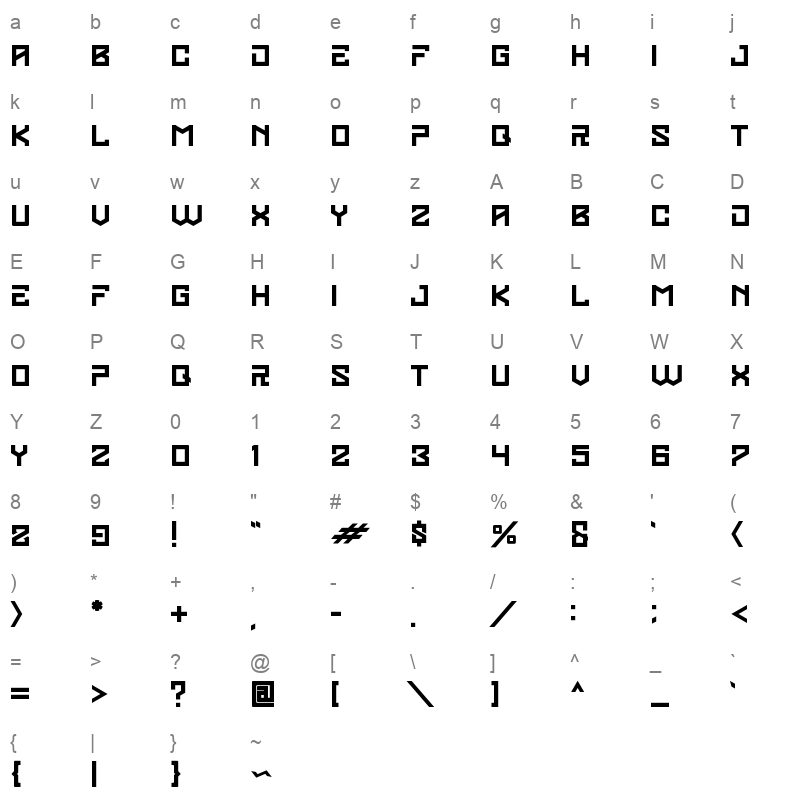 Nocturne Kraft Character Map