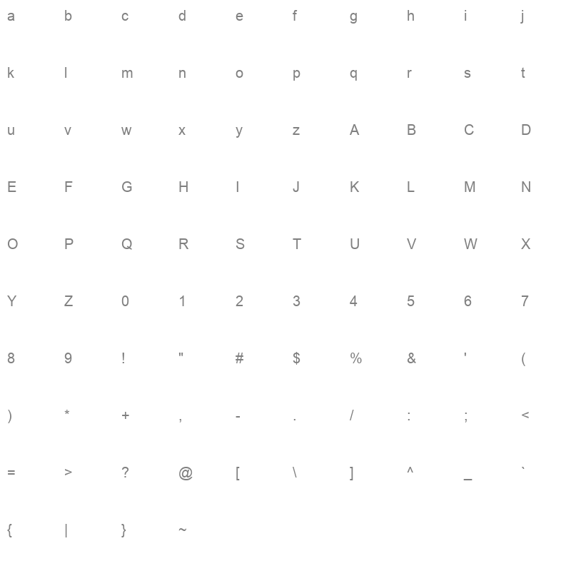 noid AA Sameer DTP Font Character Map
