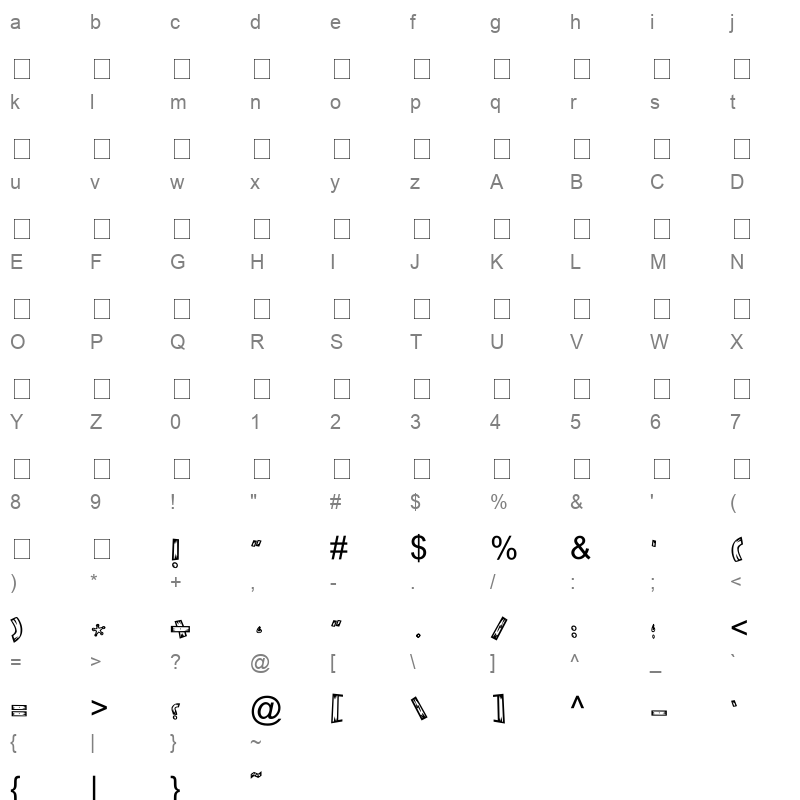 noid AA Sameer Khashab Bold Character Map