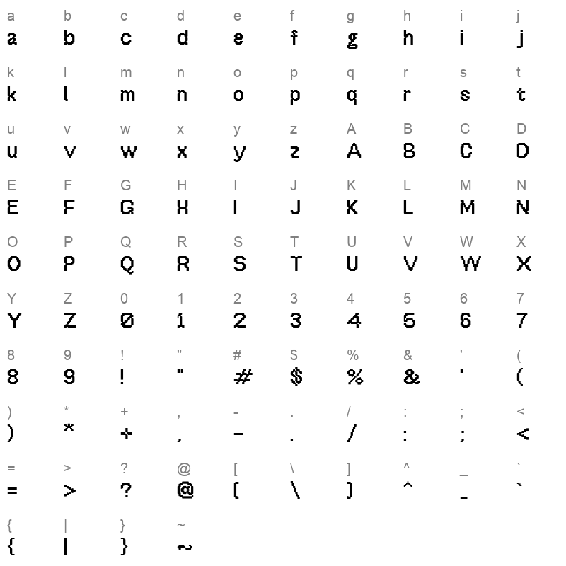 OffBit 101Bold Character Map