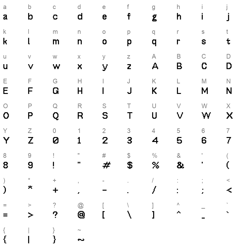 OffBit Bold Character Map