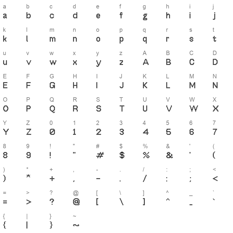OffBit DotBold Character Map