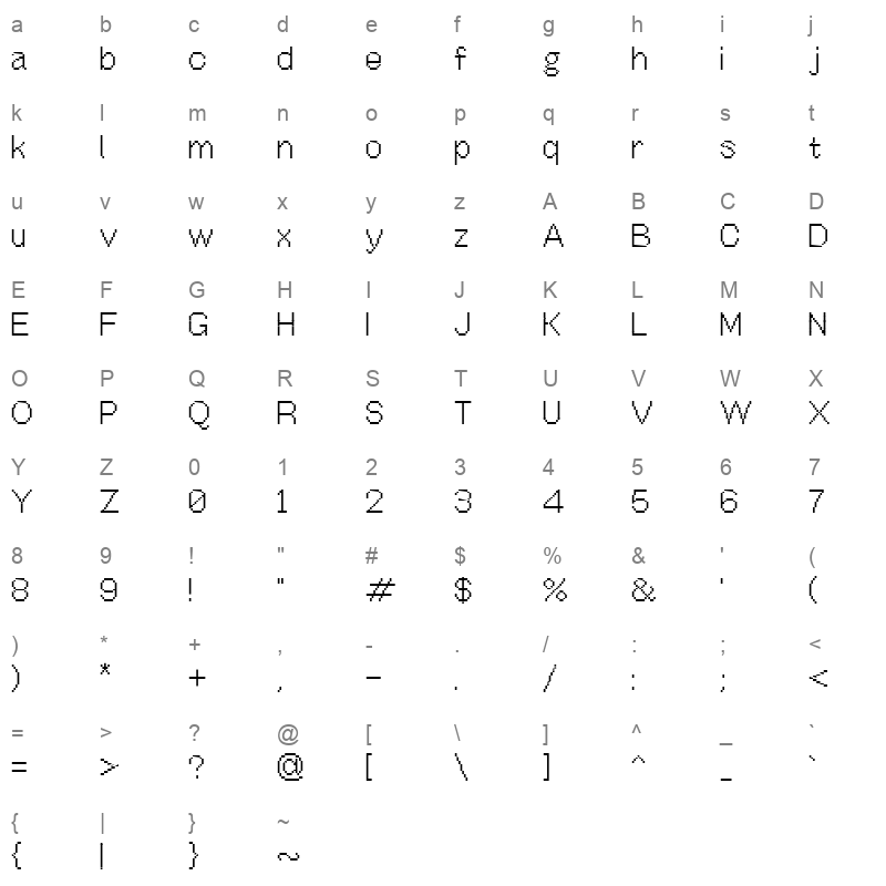 OffBit Regular Character Map