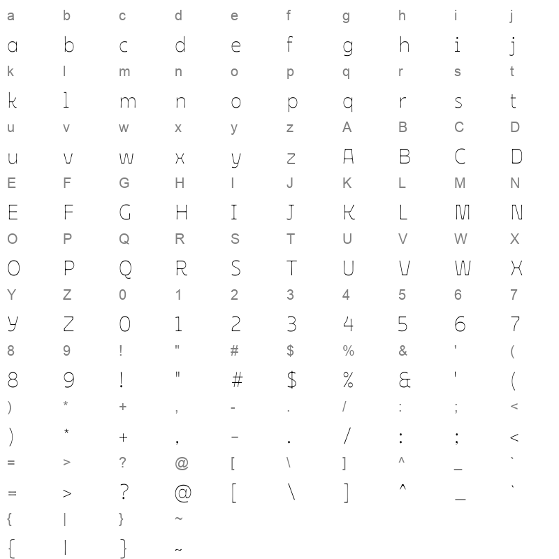 Ojuju VariableFont wght Character Map